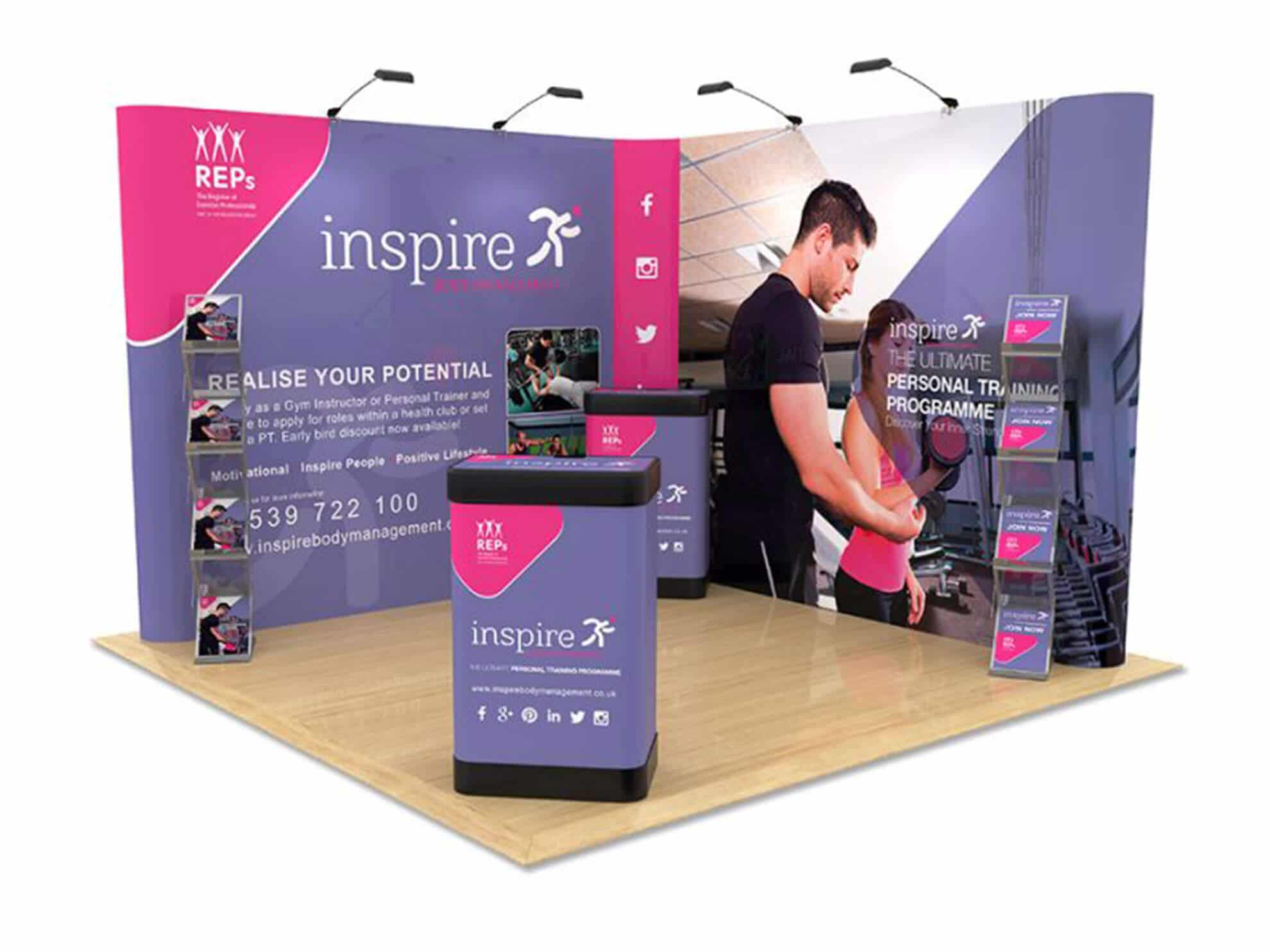 3x3 inspire leisure pop-up display stand