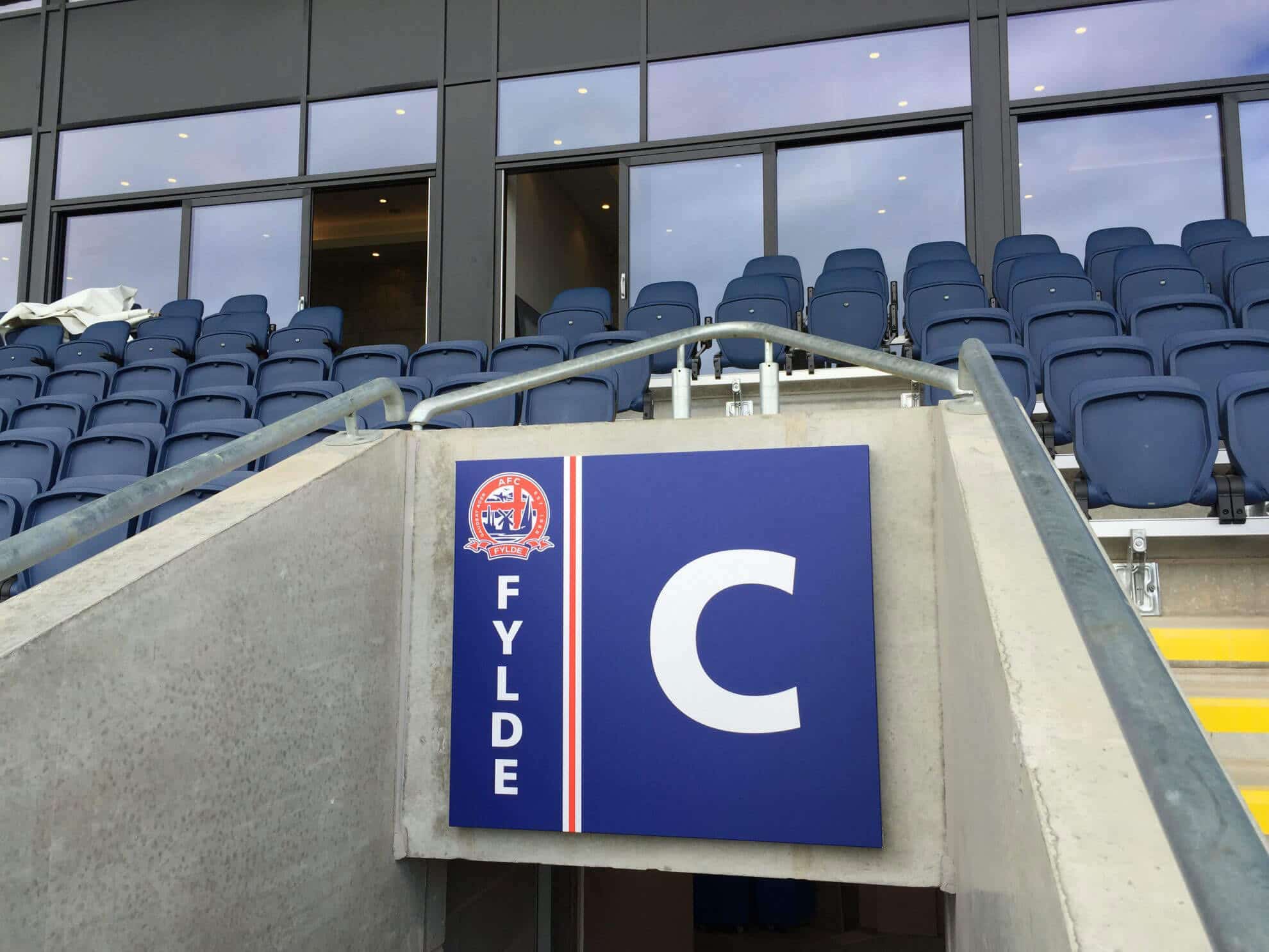 AFC Fylde seating wayfinding sign