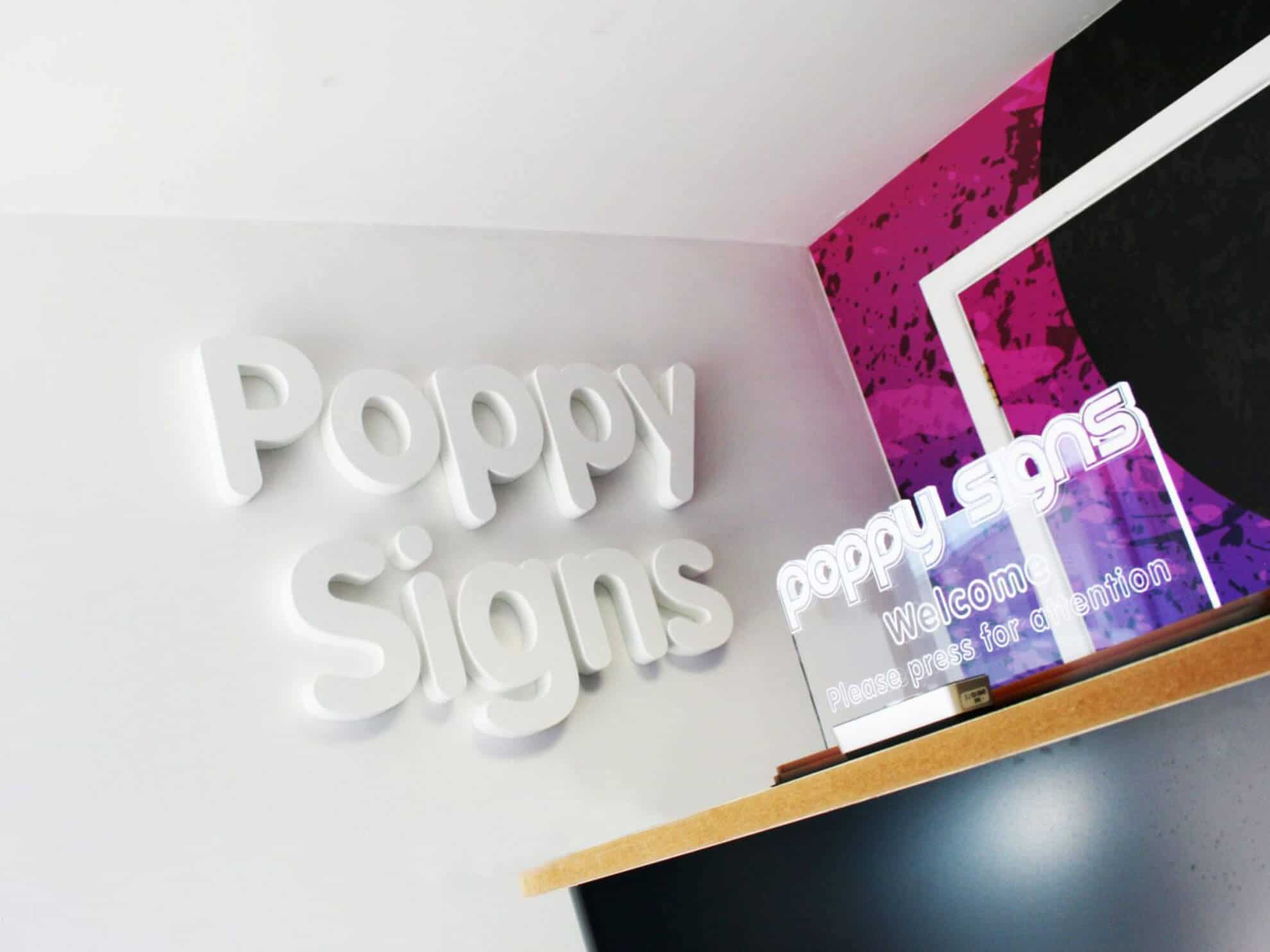 Poppy signs receptions signage