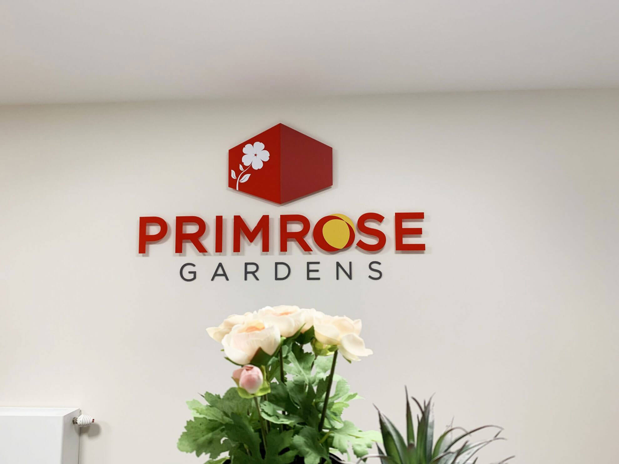 Primrose Gardens reception signage