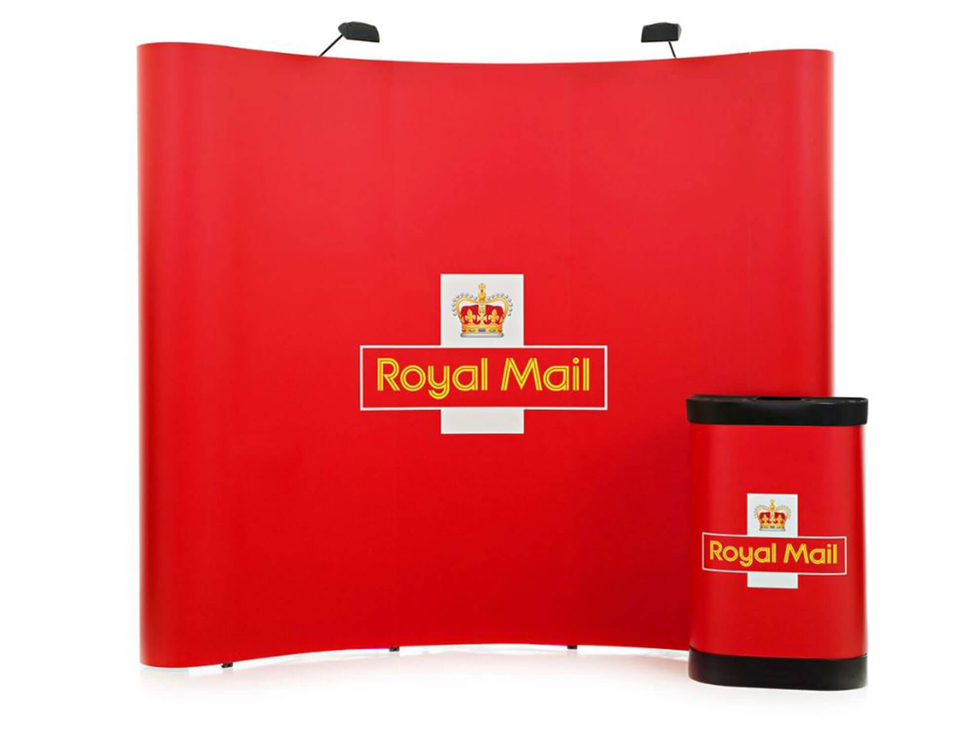 Royal Mail curved pop-up display stand and presentation stand